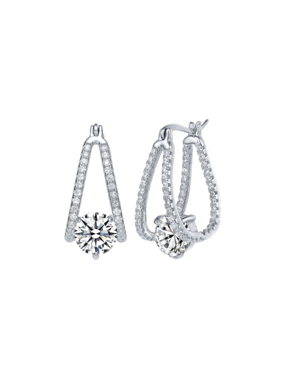 Silver Moissanite Drop Earrings in 925 Silver with Certificate of Authenticity
